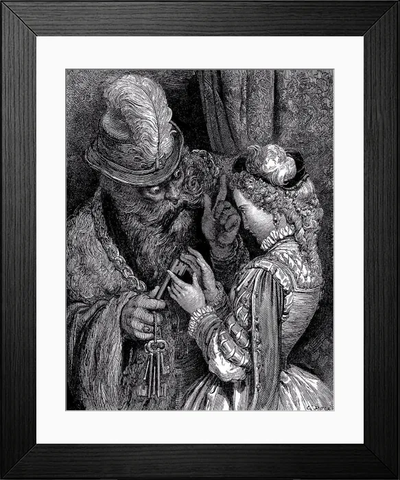 Framed Print : Illustration from Charles Perrault fairy tale by Gustave Dore, Woodcut, 1862, 1832-1883, Private Collection