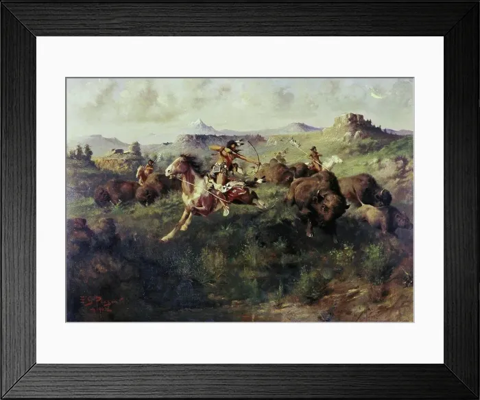 Framed Print : Buffalo Hunt Edgar Samuel Paxson (1852-1919 American) Framed Print : Buffalo Hunt Edgar Samuel Paxson (1852-1919 American)