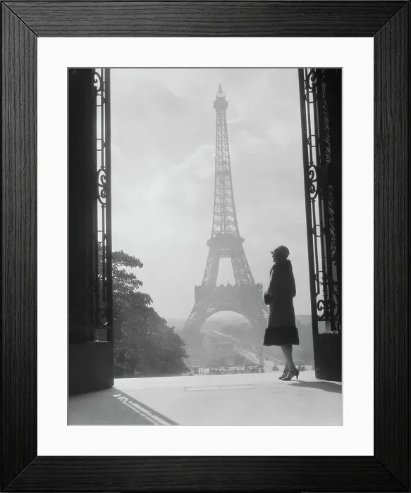 Framed Print : 1920S 1930S Moody Silhouetted Woman Paris Standing In Trocadero Looking Toward Eiffel Tower Framed Print : 1920S 1930S Moody Silhouetted Woman Paris Standing In Trocadero Looking Toward Eiffel Tower
