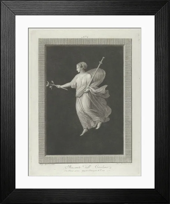 Framed Print : A bacchante holding a sword in her left arm and a branch with fruit in her right hand Framed Print : A bacchante holding a sword in her left arm and a branch with fruit in her right hand