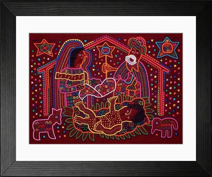 Framed Print : Mola textile by Kuna Indian artist Framed Print : Mola textile by Kuna Indian artist