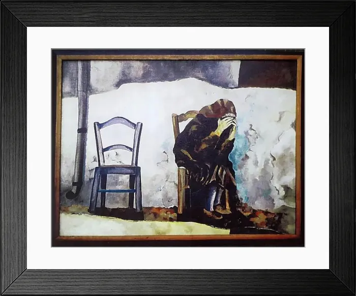 Framed Print : Oil Painting of a Mourning or Sad Old Woman Framed Print : Oil Painting of a Mourning or Sad Old Woman
