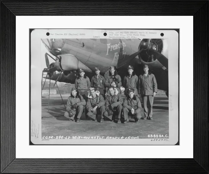 Framed Print : Lt. Bailey And Crew Of The 381St Bomb Group In Front Of The Boeing B-17 Flying Fortress Frenchy's Folly At 8Th Air Framed Print : Lt. Bailey And Crew Of The 381St Bomb Group In Front Of The Boeing B-17 Flying Fortress Frenchy's Folly At 8Th Air