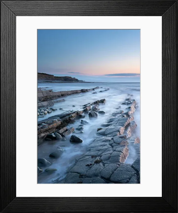 Framed Print : Rocky ledges in twilight, Kilve Beach, Somerset, England, United Kingdom, Europe Framed Print : Rocky ledges in twilight, Kilve Beach, Somerset, England, United Kingdom, Europe
