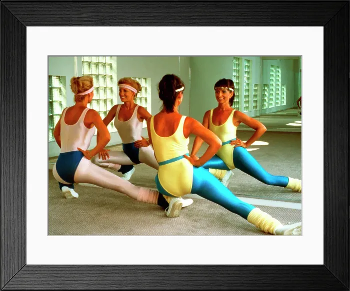 Framed Print : 1980'S. Two Women In Workout Clothes Doing Aerobics Framed Print : 1980'S. Two Women In Workout Clothes Doing Aerobics