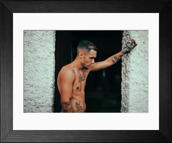 Framed Print : Latino boy resting after his workout