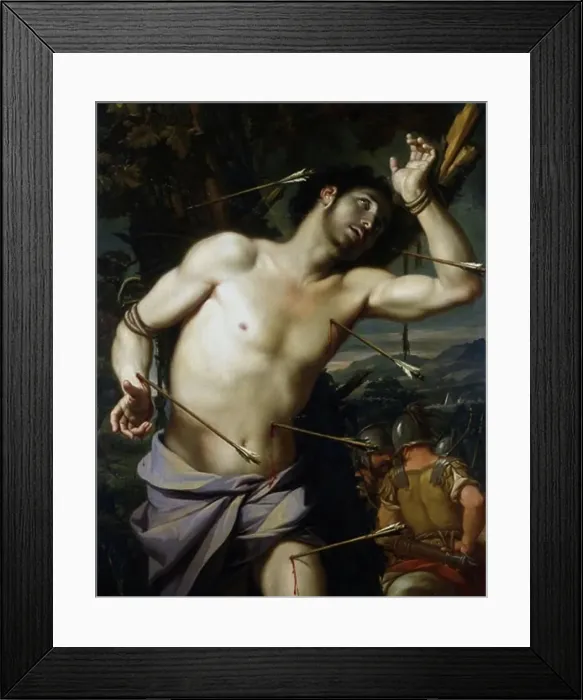 Framed Print : St Sebastian School of Giovanni Domenico Cerrini, called Cavaliere Perugino (1609-81) Oil on wood Framed Print : St Sebastian School of Giovanni Domenico Cerrini, called Cavaliere Perugino (1609-81) Oil on wood