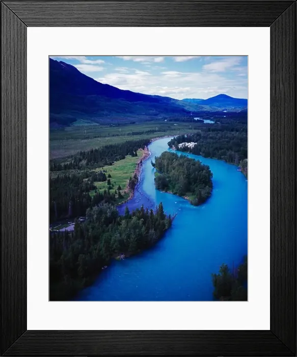 Framed Print : Aerial view of combat fishing for salmon at the confluence of the Kenai and Russian Rivers, Kenai Peninsula, Alaska