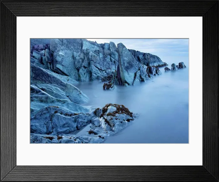 Framed Print : Sedimentary rocks along coast, Batsfjord, Persfjord, Varanger, Finnmark, Norway