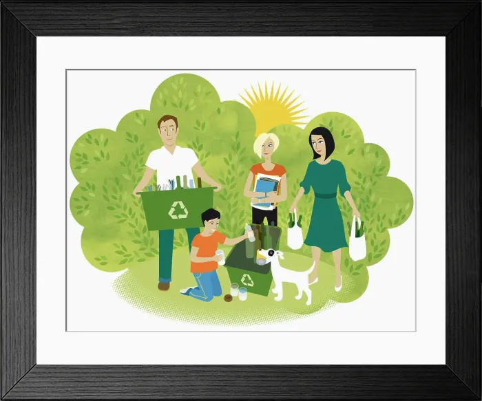 Framed Print : Family recycling