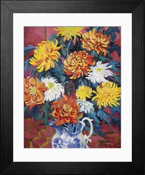 Framed Print : Chrysanthemums (In Blue Jug) 1996 Josephine Trotter (b.1940 / British) Framed Print : Chrysanthemums (In Blue Jug) 1996 Josephine Trotter (b.1940 / British)