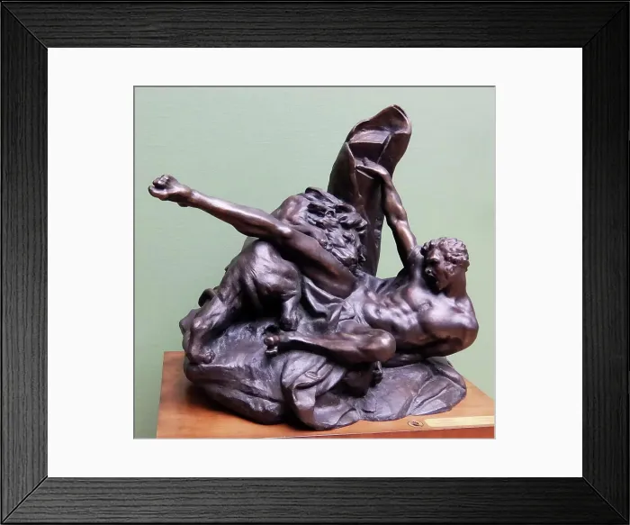 Framed Print : Bronze sculpture titled Milo of Croton by Etienne Maurice Falconet
