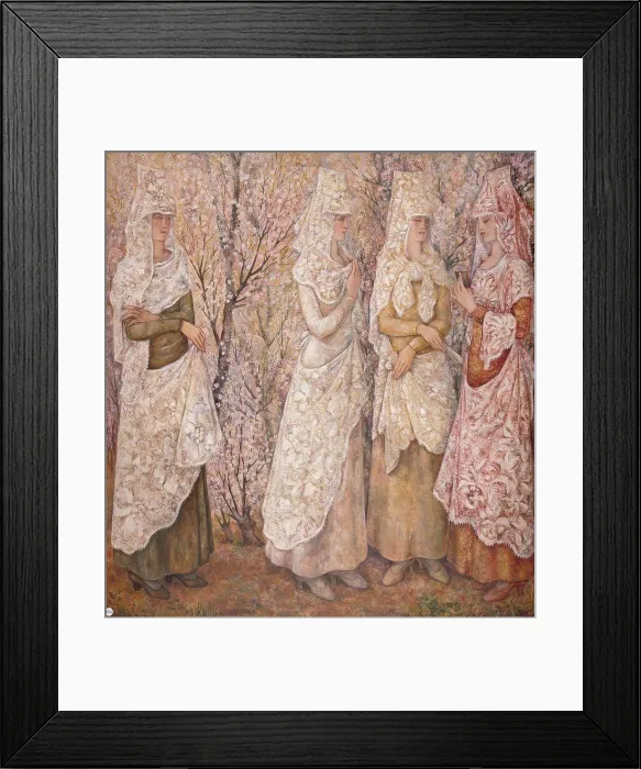 Framed Print : White Spanish Women, Goncharova, Natalia Sergeevna (1881-1962)