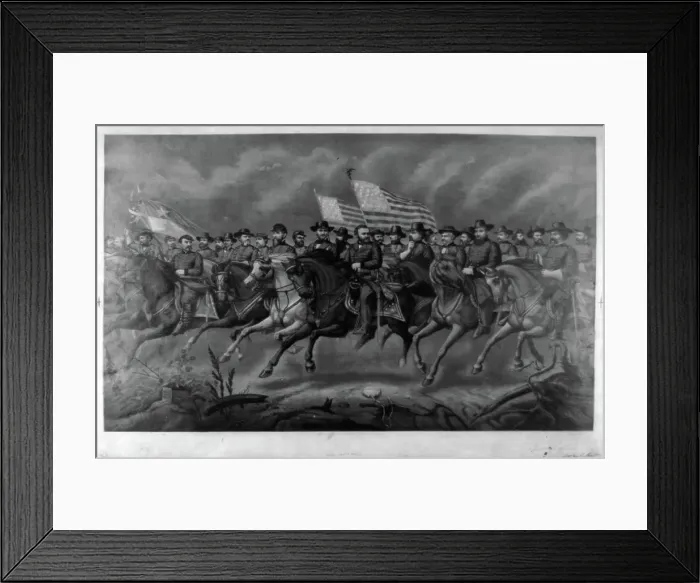 Framed Print : Ulysses S. Grant and his Generals on horseback / Lith Framed Print : Ulysses S. Grant and his Generals on horseback / Lith