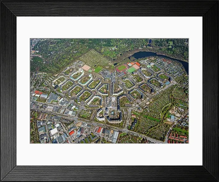 Framed Print : Aerial view of the large housing estate Steilshoop Framed Print : Aerial view of the large housing estate Steilshoop