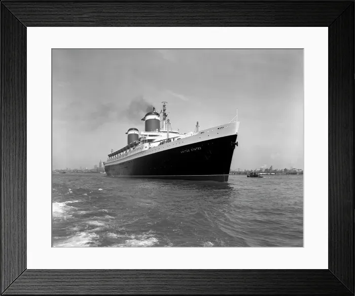 Framed Print : 1950S Ss United States Passenger Steamship Ocean Liner On Water