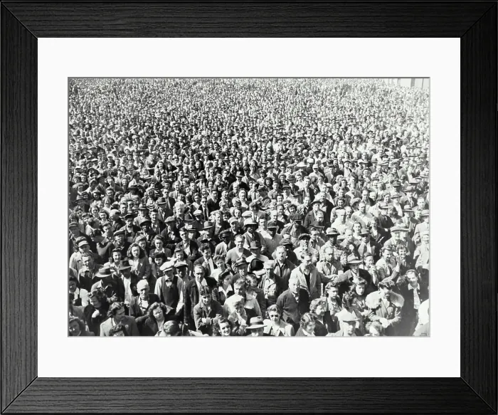 Framed Print : Record crowd of employees of Grumman Aircraft Company at Bethpage, Long Island, New York Framed Print : Record crowd of employees of Grumman Aircraft Company at Bethpage, Long Island, New York