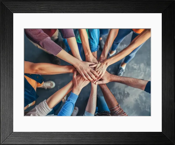 Framed Print : A group of people are holding hands in a circle by AI generated image Framed Print : A group of people are holding hands in a circle by AI generated image