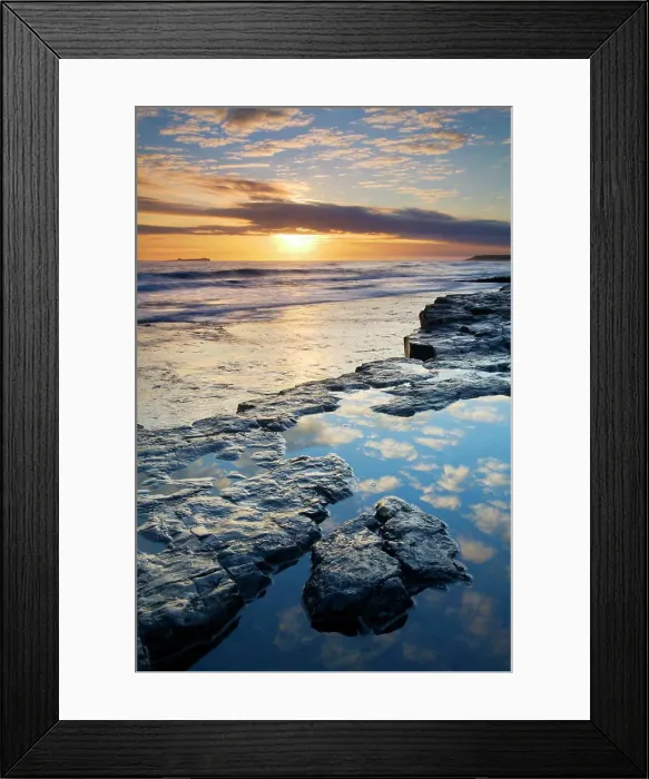 Framed Print : Sunrise over Bamburgh Beach in winter, Northumberland, England, United Kingdom, Europe Framed Print : Sunrise over Bamburgh Beach in winter, Northumberland, England, United Kingdom, Europe