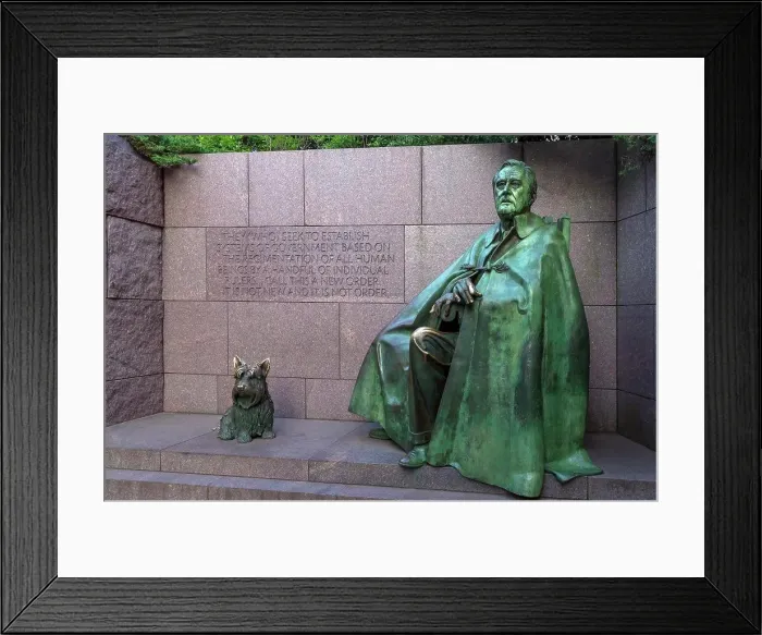Framed Print : Franklin Delano Roosevelt and his dog Fala statue, FDR Memorial, Washington DC, USA, North America Framed Print : Franklin Delano Roosevelt and his dog Fala statue, FDR Memorial, Washington DC, USA, North America