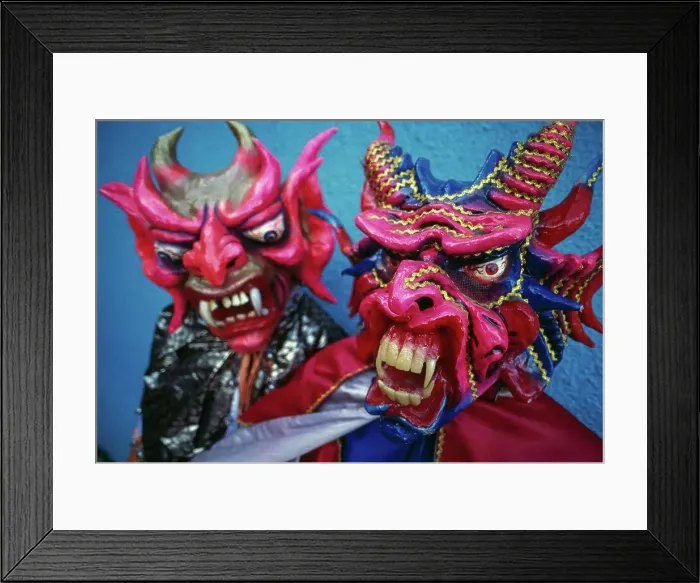 Framed Print : Masks of Diablo Cojuelo, Carnival of Concepcion de La Vega, Dominican Republic
