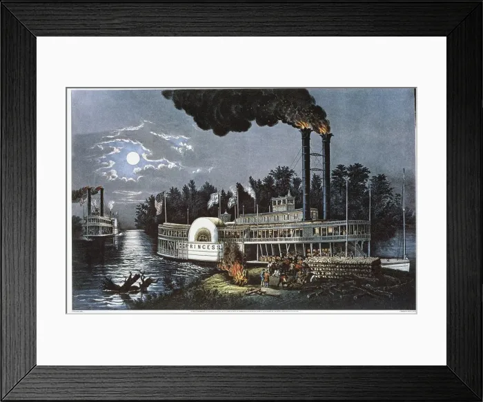 Framed Print : Wooding-Up on the Mississippi 1863 Currier & Ives (active 1857-1907 / American) Private Collection Framed Print : Wooding-Up on the Mississippi 1863 Currier & Ives (active 1857-1907 / American) Private Collection