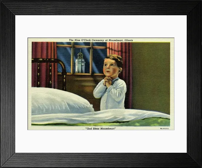 Framed Print : Child Praying at Bedtime. ca. 1938