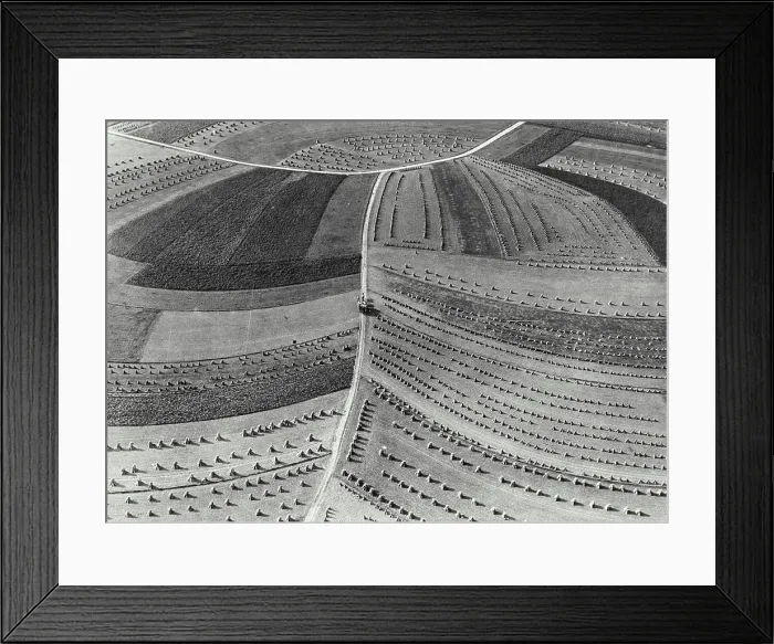 Framed Print : Vintage photograph. Aerial view of farm fields in Belgium Framed Print : Vintage photograph. Aerial view of farm fields in Belgium