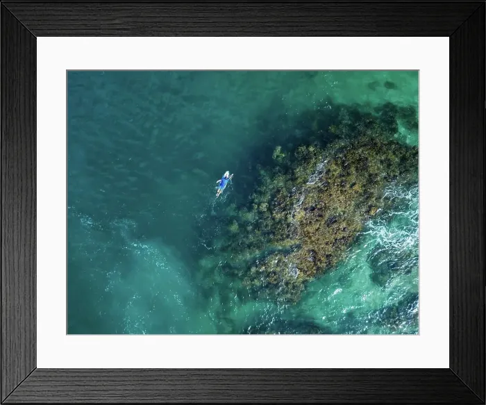 Framed Print : Aerial view of surfer, Sumbawa, Indonesia