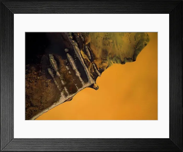 Framed Print : Aerial view of orange river in southern Iceland Framed Print : Aerial view of orange river in southern Iceland