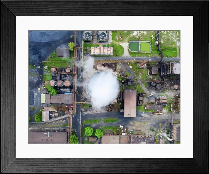 Framed Print : Budapest, aerial view of a Steel Factory Framed Print : Budapest, aerial view of a Steel Factory