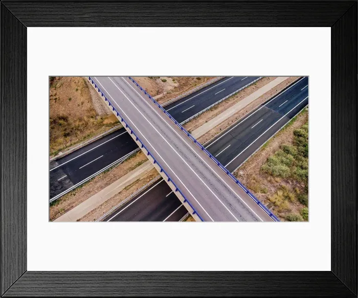 Framed Print : Aerial view of empty overpass