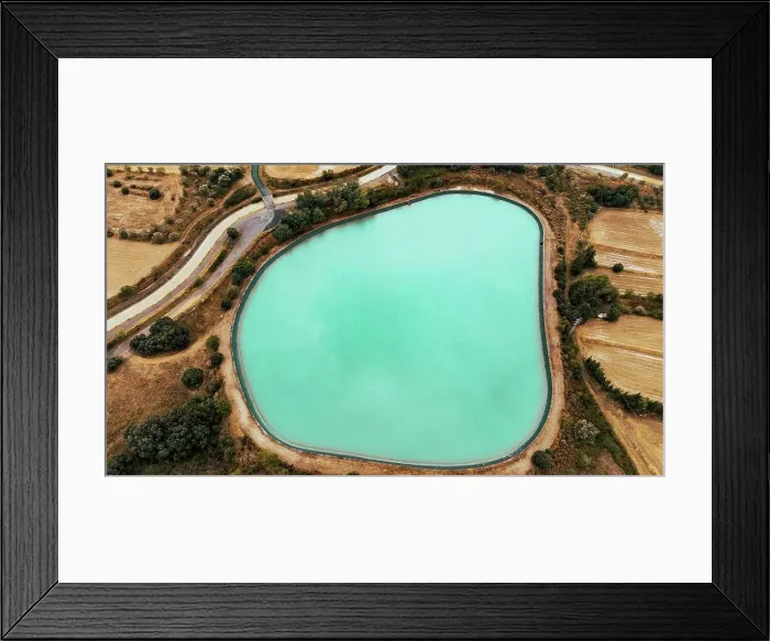 Framed Print : Aerial view of turquoise pond Framed Print : Aerial view of turquoise pond
