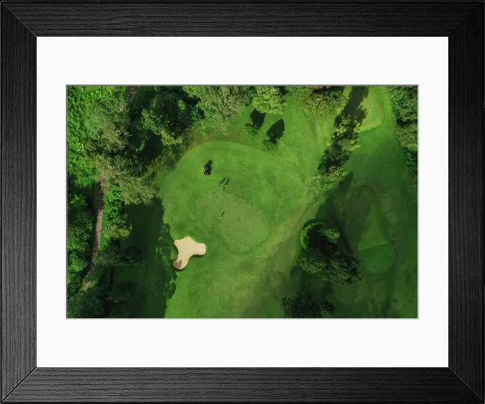 Framed Print : Aerial view of players at golf field Framed Print : Aerial view of players at golf field