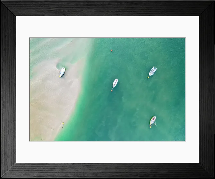 Framed Print : Aerial image of boats in the Camel Estuary near Rock, Cornwall, England, United Kingdom, Europe Framed Print : Aerial image of boats in the Camel Estuary near Rock, Cornwall, England, United Kingdom, Europe