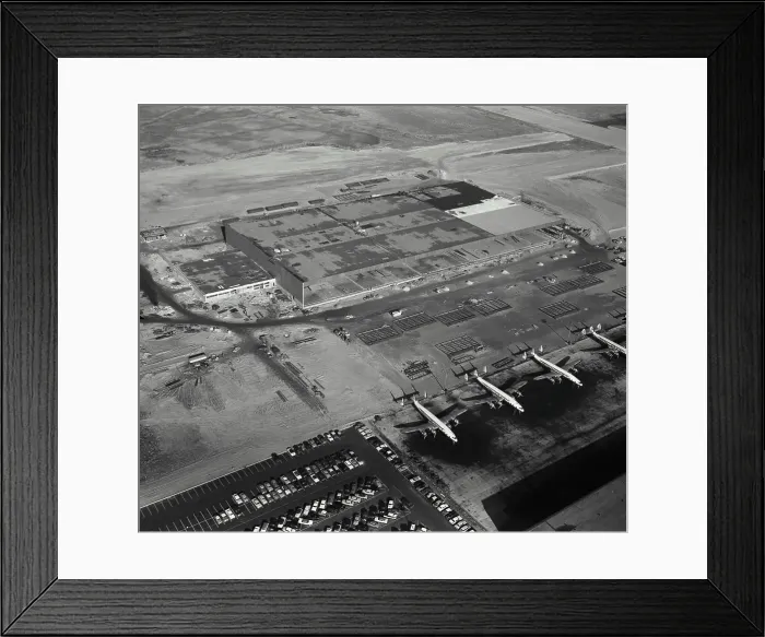 Framed Print : Vintage Photograph. Hangar construction at New York International Airport, Idlewild, New York City