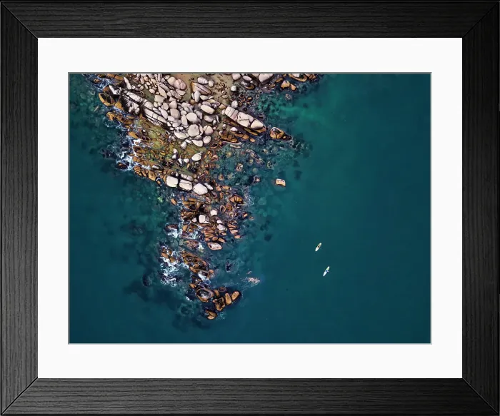 Framed Print : Aerial view of SUP surfers, Triozerye, Primorsky region, Russia Framed Print : Aerial view of SUP surfers, Triozerye, Primorsky region, Russia