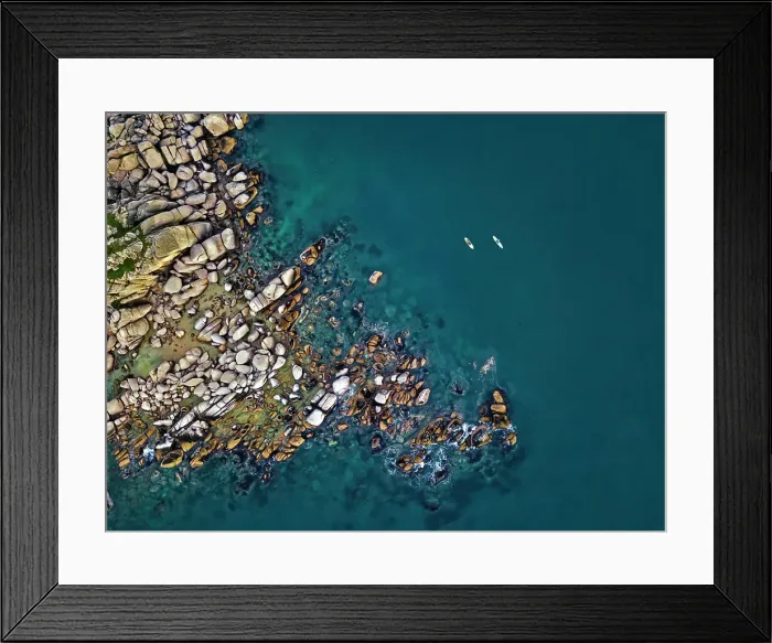Framed Print : Aerial view of SUP surfers, Primorsky region, Russia Framed Print : Aerial view of SUP surfers, Primorsky region, Russia