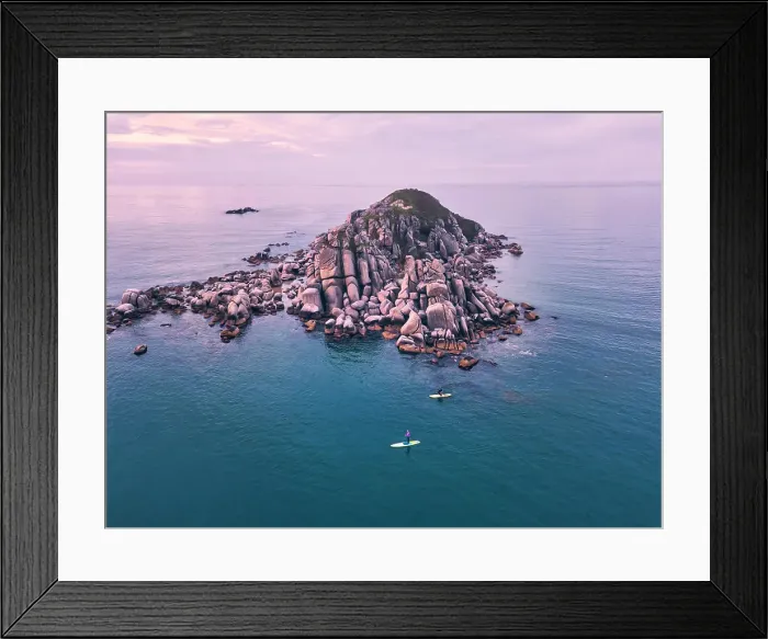 Framed Print : Aerial view of SUP surfers, Triozerye, Primorsky region, Russia Framed Print : Aerial view of SUP surfers, Triozerye, Primorsky region, Russia