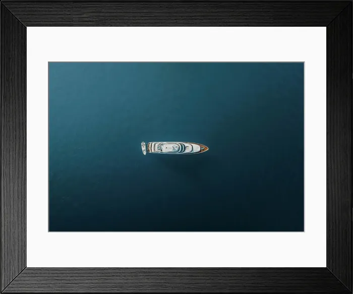 Framed Print : Aerial view of a yacht in Capri, Naples, Italy