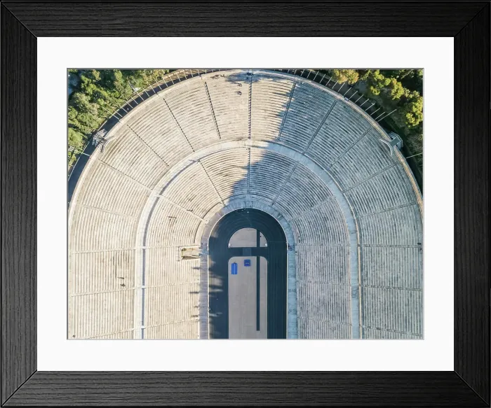 Framed Print : ATHENS, GREECE- MARCH 10, 2018: Aerial view of sports tribunes at Panathenaic stadium in Athens, Greece