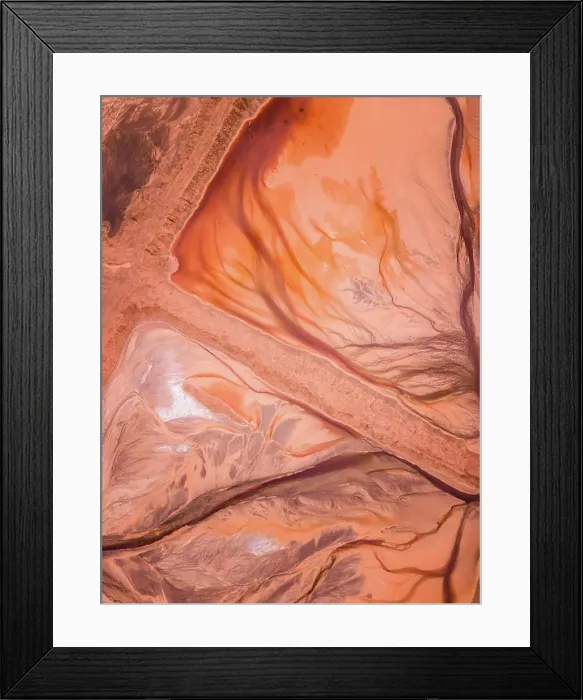 Framed Print : Abstract Aerial view of salt beds. Abstract aerial view of tailings ponds for mining in Western Australia Framed Print : Abstract Aerial view of salt beds. Abstract aerial view of tailings ponds for mining in Western Australia