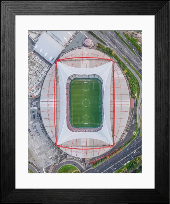 Framed Print : Lisbon, Portugal - 15 December 2020: Aerial view of Estadio Sport Lisboa e Benfica from top, Lisbon, Portugal