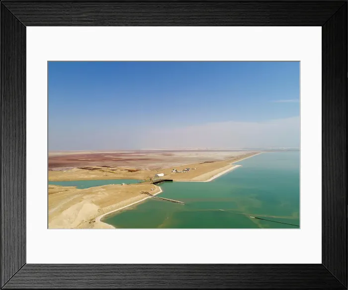 Framed Print : Canal leading water to Dead Sea Works by shore, Dead Sea, Israel. Aerial photography with drone Framed Print : Canal leading water to Dead Sea Works by shore, Dead Sea, Israel. Aerial photography with drone