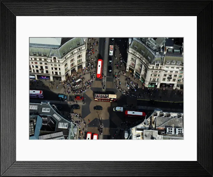 Framed Print : UK, London, Aerial view of traffic on Oxford Circus Framed Print : UK, London, Aerial view of traffic on Oxford Circus