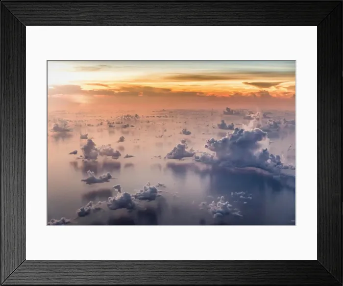 Framed Print : Aerial photo shot from plane flying from Bali to Singapore