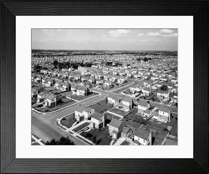 Framed Print : Aerial view of buildings in a city, Long Island, New York, USA Framed Print : Aerial view of buildings in a city, Long Island, New York, USA