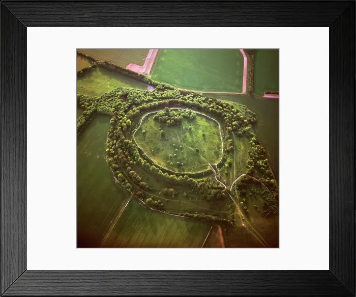 Framed Print : Aerial image of Danebury Ring, an Iron Age hill fort, Wiltshire, England, United Kingdom, Europe Framed Print : Aerial image of Danebury Ring, an Iron Age hill fort, Wiltshire, England, United Kingdom, Europe