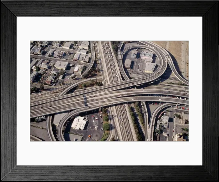Framed Print : Usa, California, Los Angeles, Aerial View Over The Freeway Framed Print : Usa, California, Los Angeles, Aerial View Over The Freeway