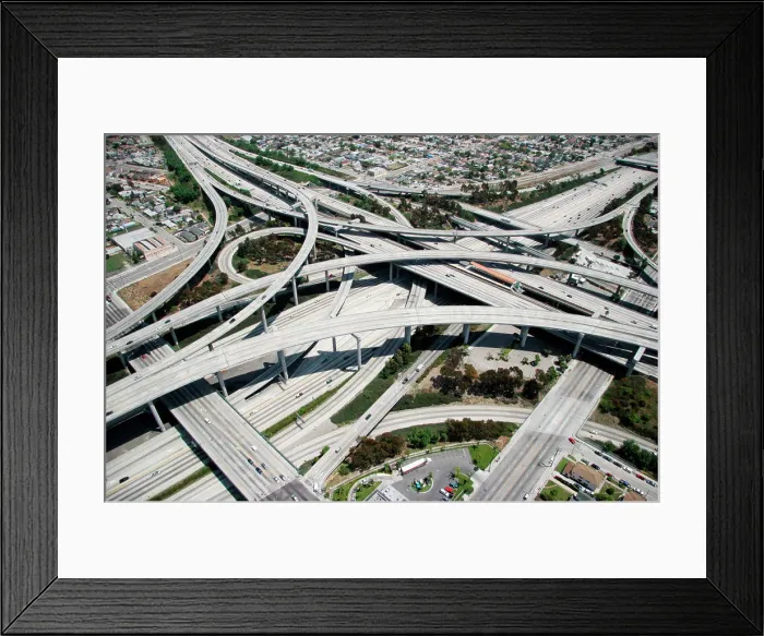 Framed Print : Aerial of the Judge Harry Pregerson Interchange near the Athens and Watts communities of Los Angeles, California Framed Print : Aerial of the Judge Harry Pregerson Interchange near the Athens and Watts communities of Los Angeles, California